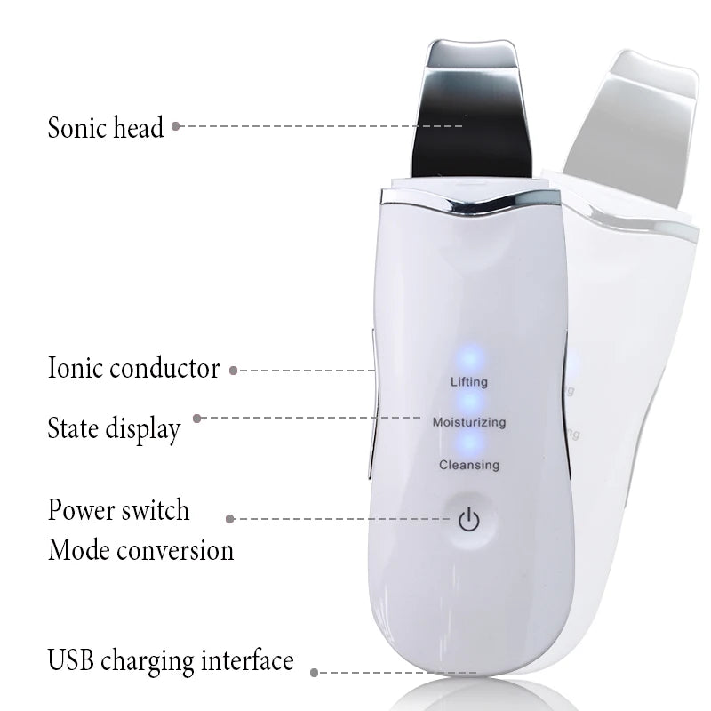 Ultrasonic Skin Scrubber – Professional Pore Cleaner & Blackhead Remover | Deep Facial Cleansing Device for Home Use